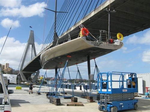 Sailing boat coming out of water - Australia’s new world class marine maintenance facility now open © Stuart Dodds
